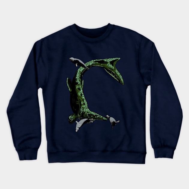 Modern Mosasaur Crewneck Sweatshirt by NikSwiftDraws